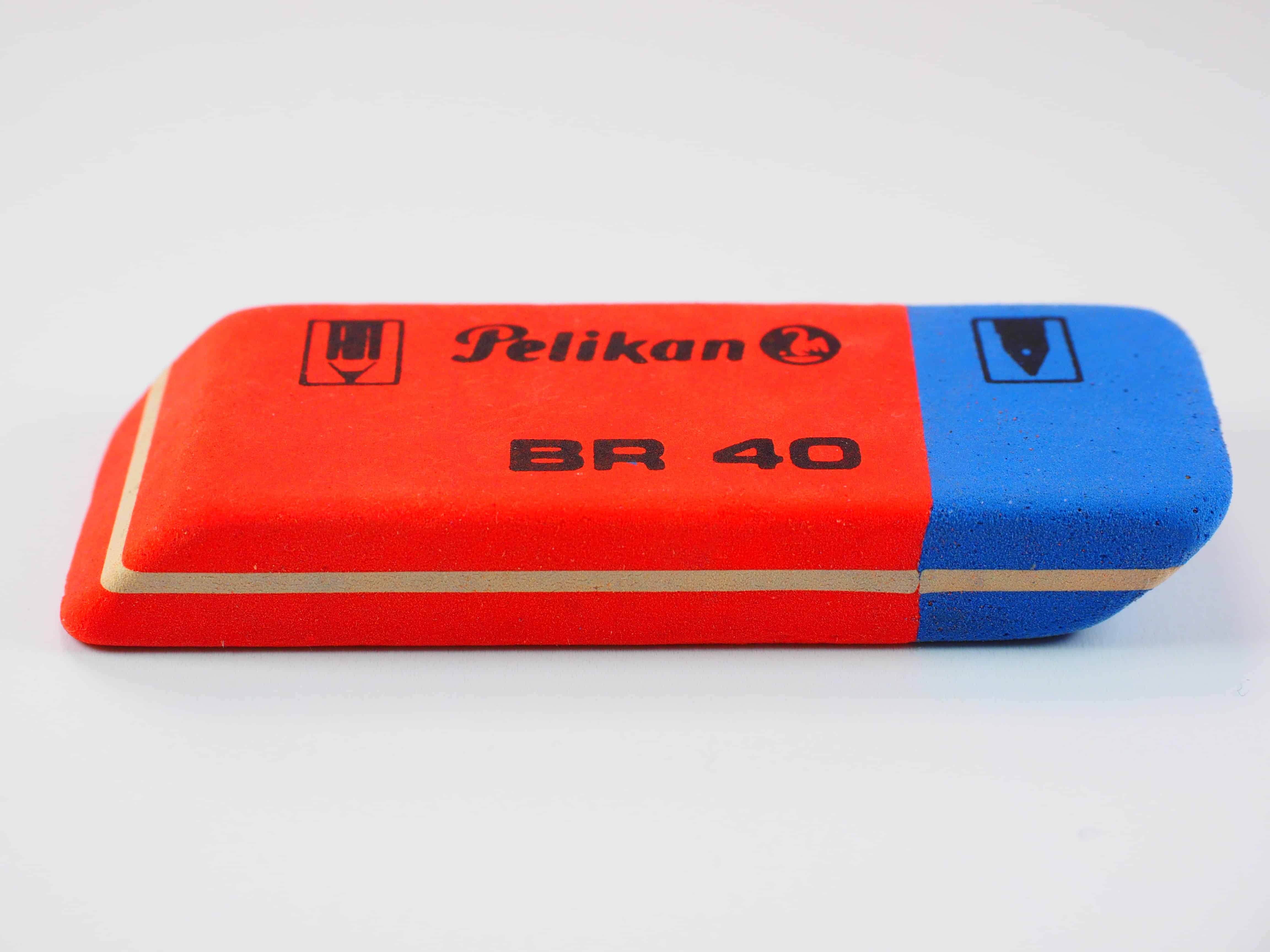 Red and Blue Pelikan BR 40 Eraser on White Surface by Pixabay via Pixabay.